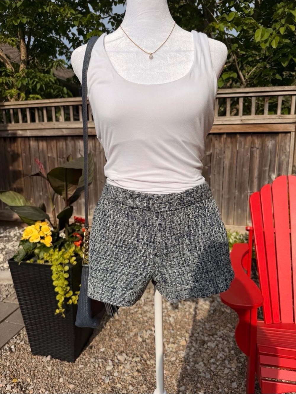 Banana Republic Gray Tweed Elastic-Waist Shorts